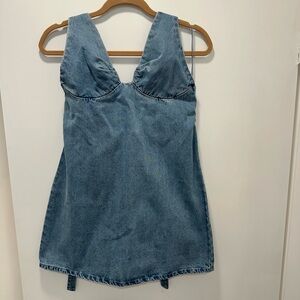 Free People Light Blue Denim Zip-Up